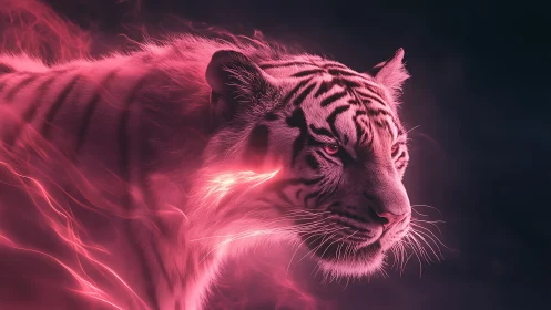 Neon pink tiger profile with glowing energy accents.