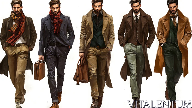 Charming city gents stride forward in rich autumn layers