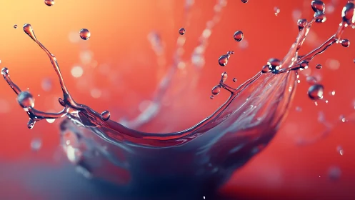 Liquid splash arc against soft coral gradient background.