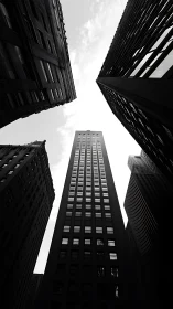 Vertical perspective isolates clustered high-rise facades