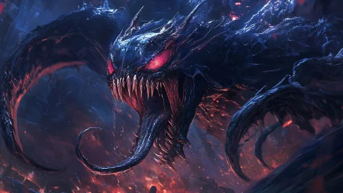 Nightmare leviathan erupts from neon abyss, teeth first