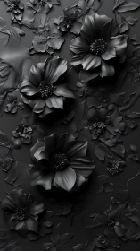 Monochromatic Floral Relief in Three-Dimensional Shadow.