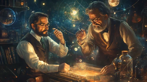 Astrophysical cartographers mapping luminous orbital mechanics.