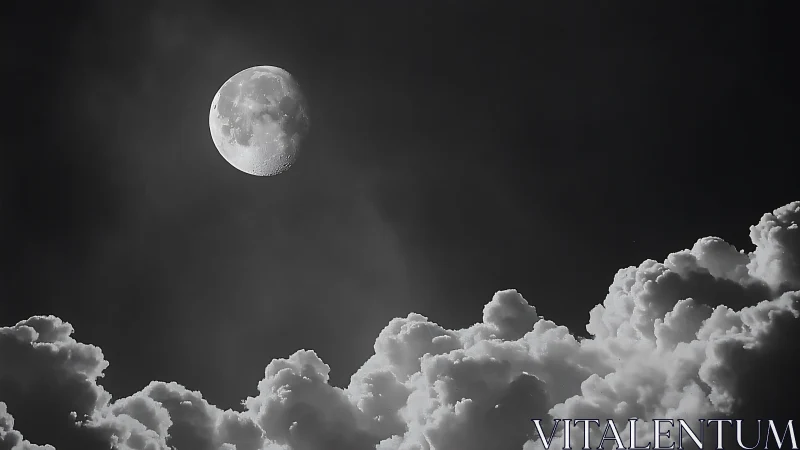 Moonlit clouds drifting beneath a quiet midnight sky.