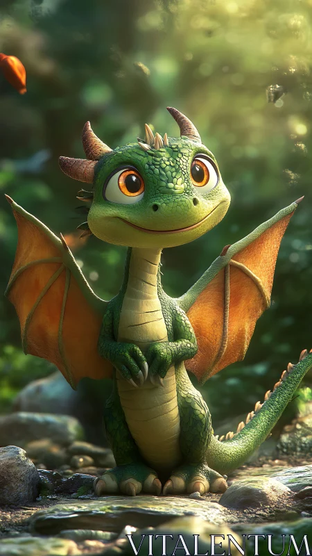 Juvenile forest dragon under volumetric sunlight study.