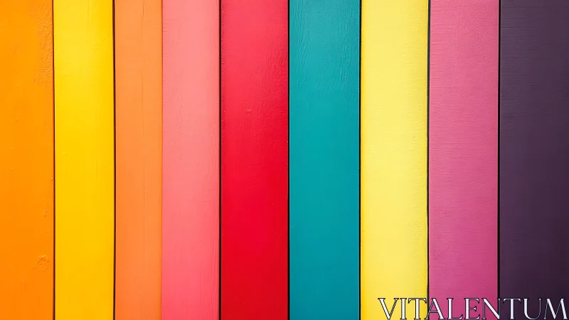 Vertical multicolor painted wood planks in saturated spectrum