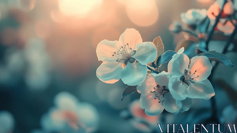 Delicate Spring Blossoms Glowing in Soft Light.