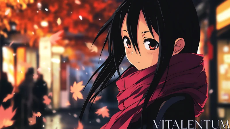 Soft autumn evening wraps a quiet girl in glowing city light
