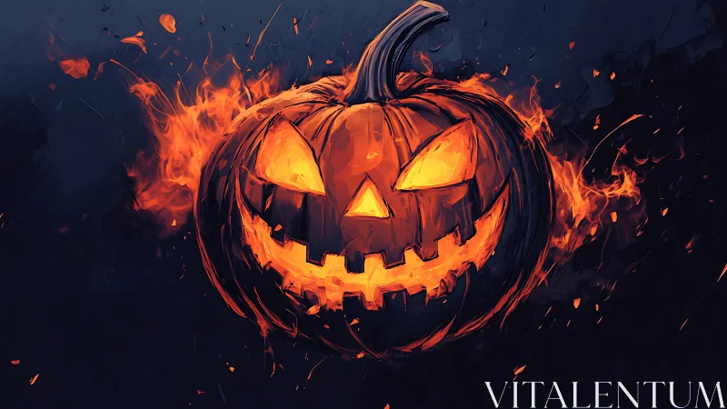 Digital painting jack o lantern with infernal flame effects.