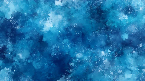 Deep blue watercolor nebula drifts in a luminous haze.