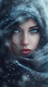 Winter-bright gaze wrapped in frosted, whispering velvet.