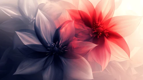 Luminous Petals: Where Blue and Coral Dreams Bloom.