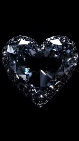 Diamond Heart Faceted Black Jewel Against Darkness.