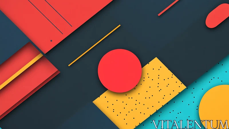 Layered geometric abstraction uses flat planes and bold chroma contrasts