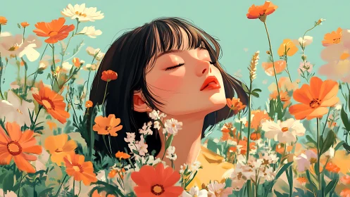 Sunlit floral portrait uses warm palette and soft edge rendering