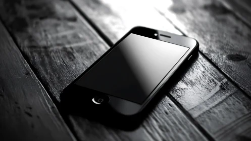 Smartphone positioned on weathered wooden surface