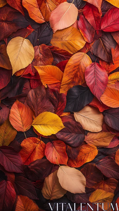 Overlapping autumn leaves in uniform overhead arrangement.