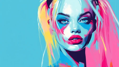 Bold neon portrait of a confident woman in vibrant colors.