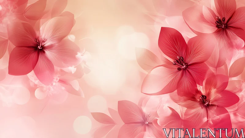 Blooms Drift Through Soft Crimson Dreams and Veiled Luminescence