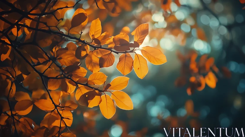 Golden Autumn Leaves in Soft Focus Nature Photography.