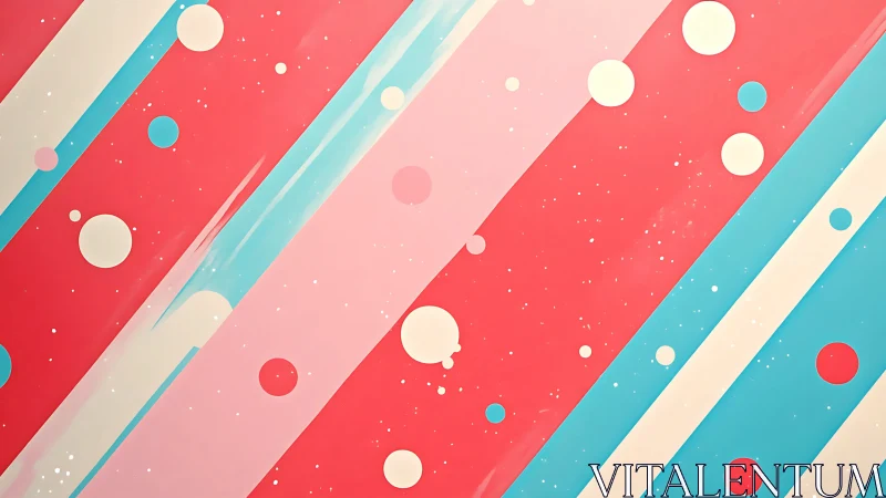 Diagonal pastel stripes and circles create lively retro motion