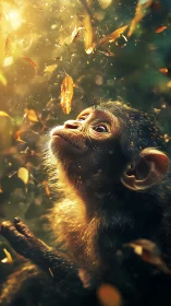 Backlit juvenile primate rendered with high-detail volumetric lighting