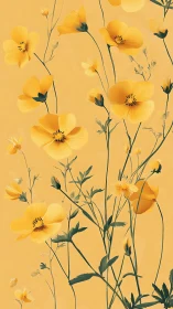 Cheerful Yellow Wildflowers Dance Against a Warm Golden Sky