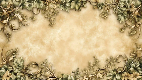 Vintage floral frame surrounds soft parchment background.