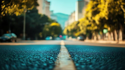 Low-angle city street line rendered with shallow depth of field