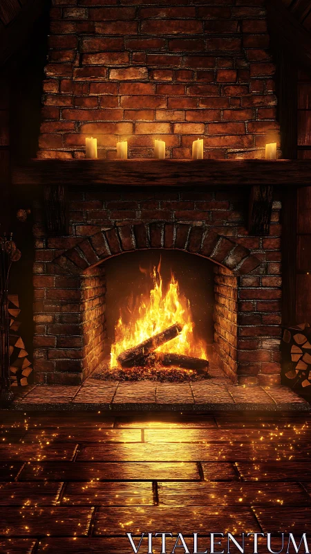 Cozy Fireplace Evening with Glowing Candles and Warmth