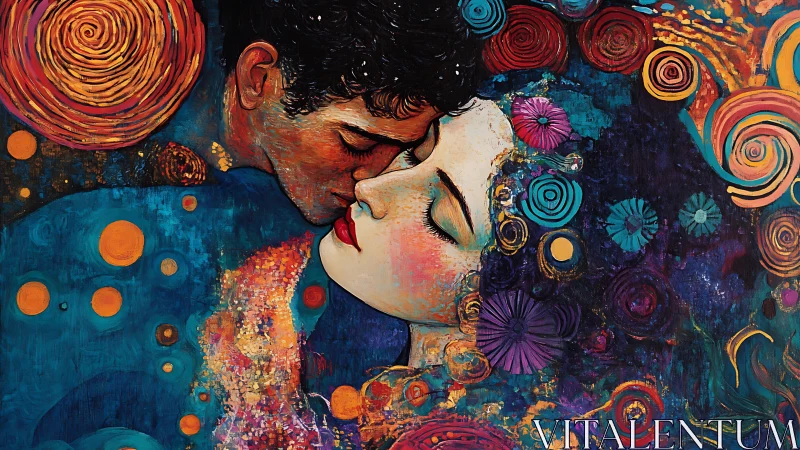 Passionate Kiss: Psychedelic Love in Vibrant Motion