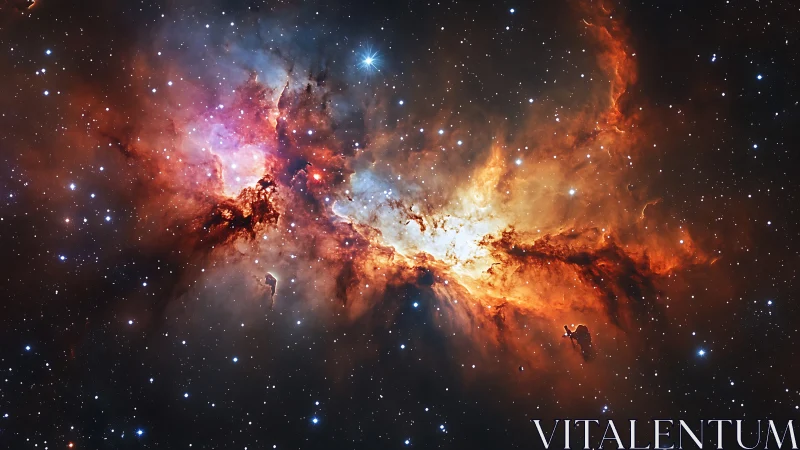 Stellar nebula core reveals ionized gas plumes and dust filaments