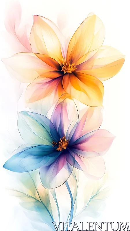 Graceful Watercolor Flowers Dance in Vibrant Color