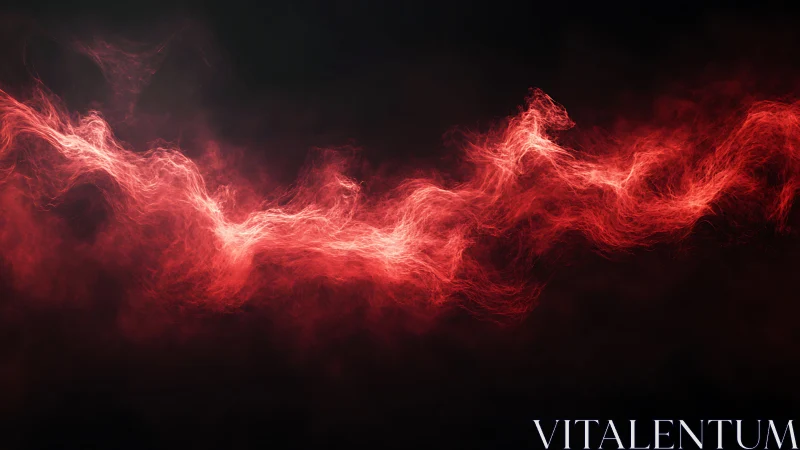 Crimson energy stream twists across a stark black void.