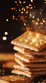 Stacked Caramelized Pastry Layers with Bokeh Lighting