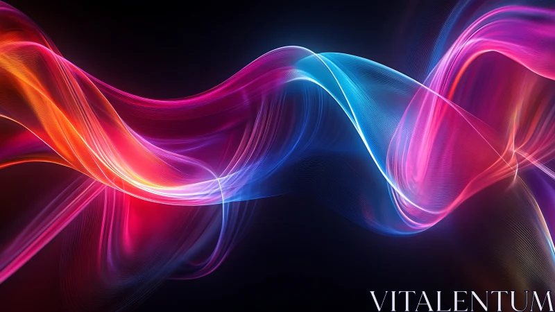 Colored light waveforms intersect across a dark gradient field