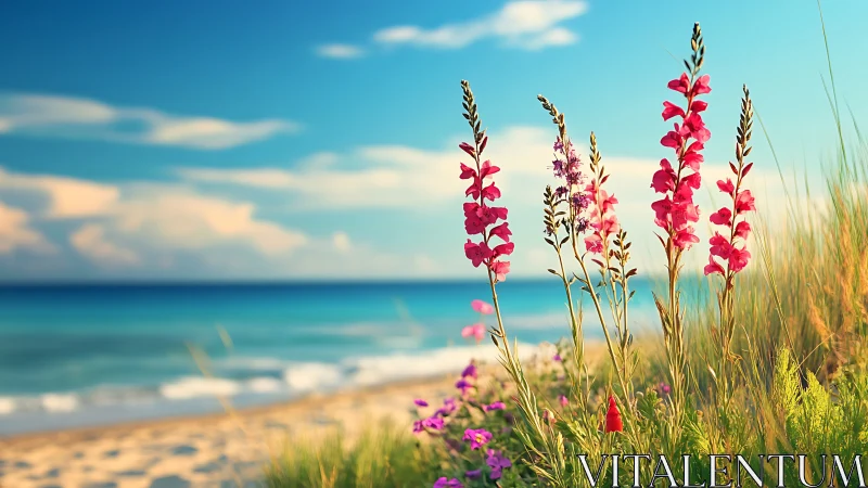 Coastal Wildflowers Under Summer Skies