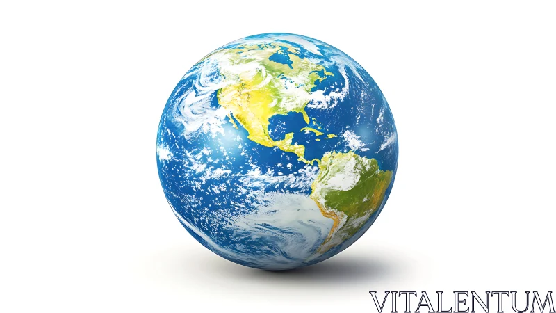 Planet Earth floats in space with vivid blue oceans.