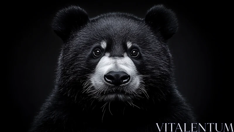 Black bear portrait under dramatic low key studio lighting.