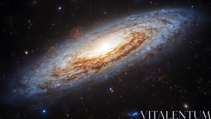 Spiral galaxy glows in deep space with radiant stellar core