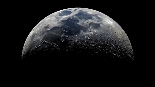 Lunar terminator detail across cratered crescent surface.