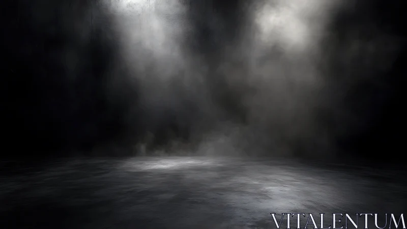 Volumetric light cones illuminating textured concrete floor in dark void