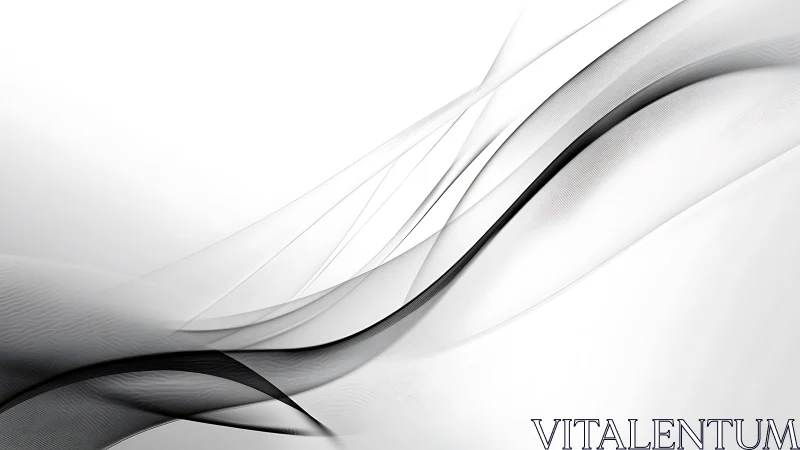 Monochrome curved waveforms on white abstract background.