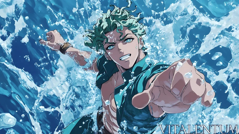 Ocean joy bursts forward as a bold swimmer reaches out