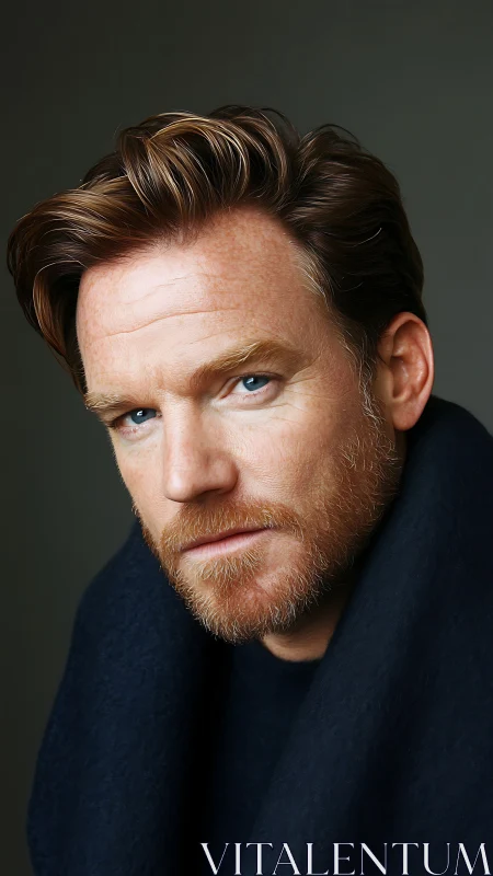 Male subject portrait with short beard and blue eyes.