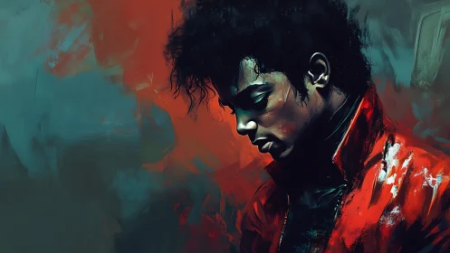 Moody portrait study with red jacket and brooding light.