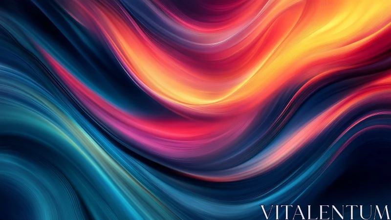 Glowing ribbons of color flow in a soothing abstract wave