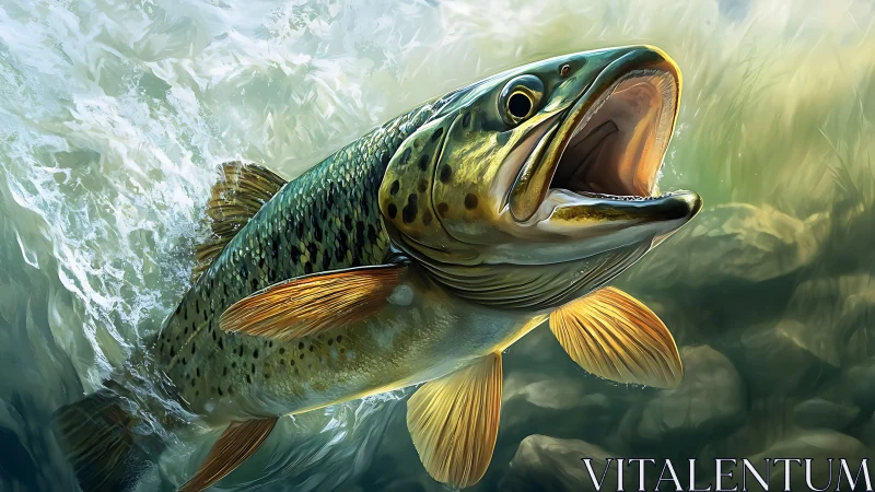 Dynamic trout close-up with high-detail scales and fluid motion
