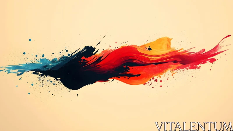 Dynamic Abstract Paint Splash in Bold Red, Blue, and Yellow.