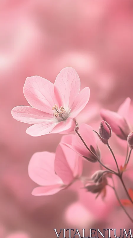 Delicate Pink Cosmos Blooms with Soft Focus Depth.